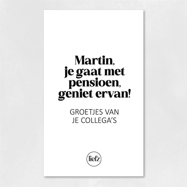 Fles etiket op maat | Pensioen + naam