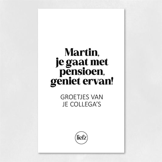 Fles etiket op maat | Pensioen + naam