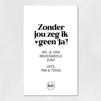 Fles etiket op maat | Zonder jou zeg ik geen 'ja' + naam