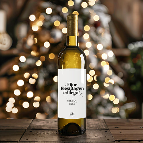Fles etiket op maat | Fijne feestdagen collega + naam