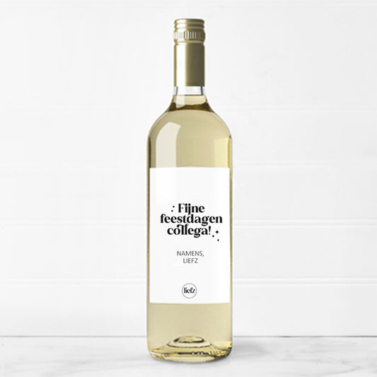 Fles etiket op maat | Fijne feestdagen collega + naam