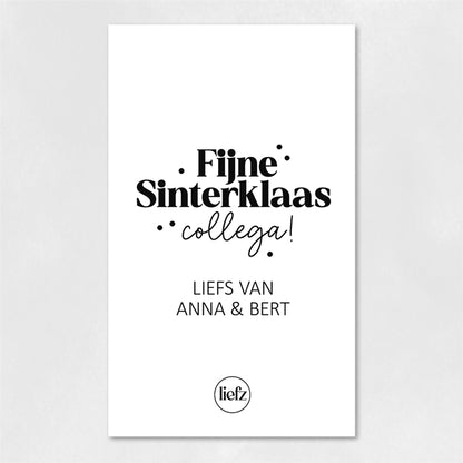 Fles etiket op maat | Fijne Sinterklaas collega + naam