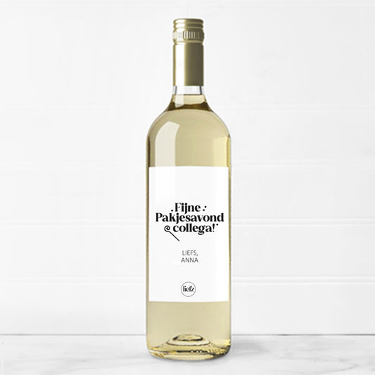 Fles etiket op maat | Fijne pakjesavond collega + naam