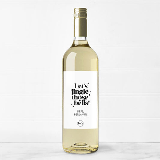 Fles etiket op maat | Let's jingle those bells + naam