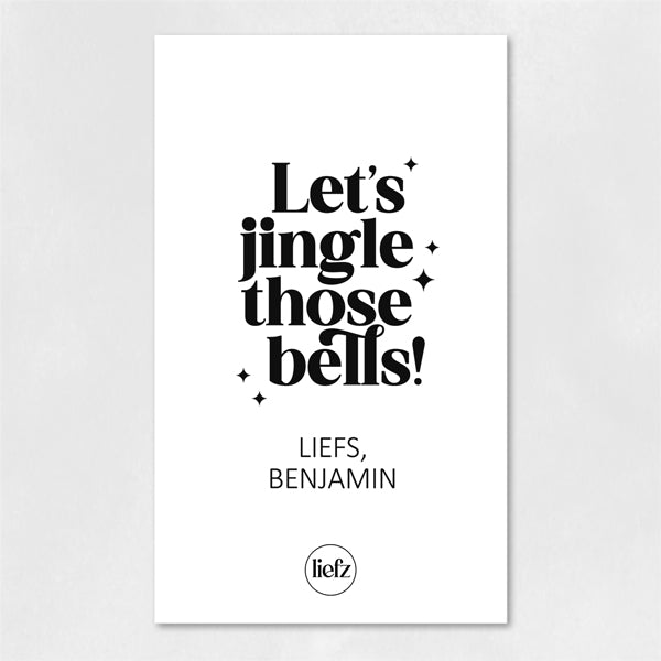 Fles etiket op maat | Let's jingle those bells + naam