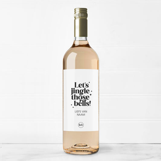 Fles etiket op maat | Let's jingle those bells + naam
