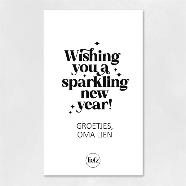 Fles etiket op maat | Wishing you a sparkling new year + naam