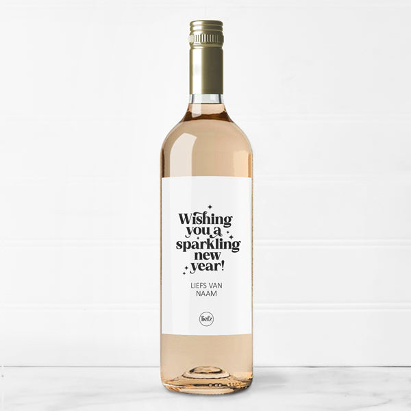 Fles etiket op maat | Wishing you a sparkling new year + naam