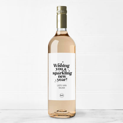Fles etiket op maat | Wishing you a sparkling new year + naam