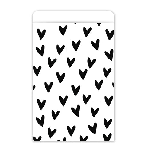 Cadeauzakjes | Hartjes | Wit & Zwart | 17 x 25 cm | 5 stuks