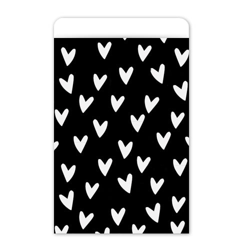 Cadeauzakjes | Hartjes | Zwart & wit | 17 x 25 cm | 5 stuks