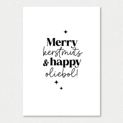 Kerstkaart | Merry kerstmuts & happy oliebol