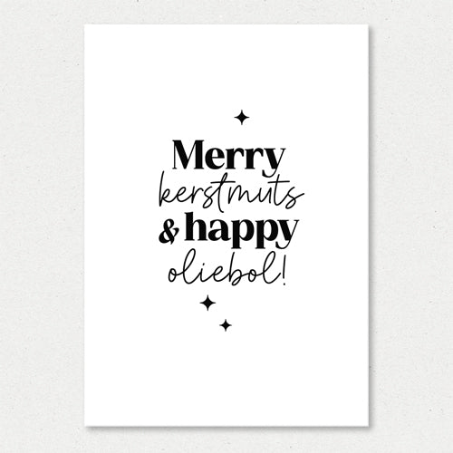 Kerstkaart | Merry kerstmuts & happy oliebol