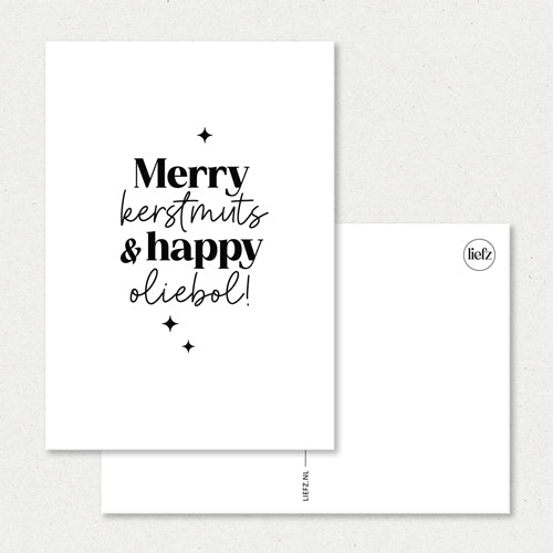 Kerstkaart | Merry kerstmuts & happy oliebol
