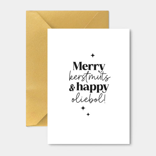 Kerstkaart | Merry kerstmuts & happy oliebol