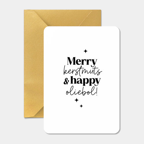 Kerstkaart | Merry kerstmuts & happy oliebol