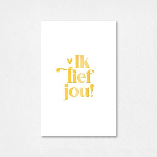 Mini kaartje | Ik lief jou | Goudfolie