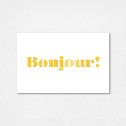 Mini kaartje | Bonjour | Goudfolie