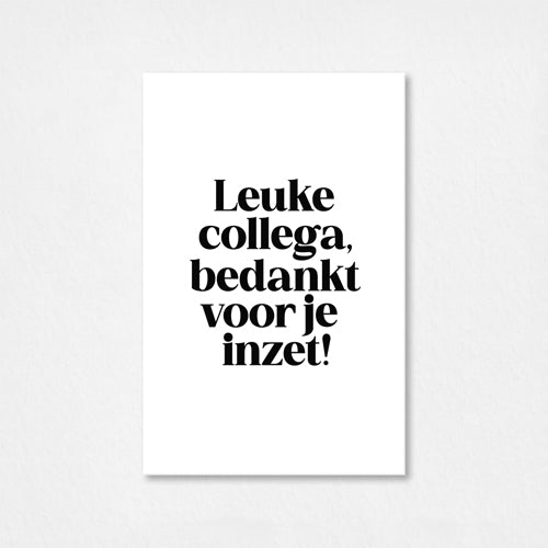 Mini kaartje | Leuke collega bedankt voor je inzet