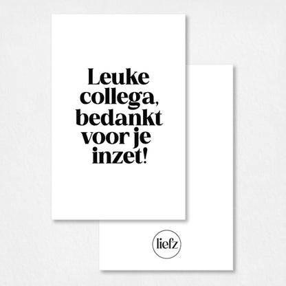Mini kaartje om je collega's te bedanken.