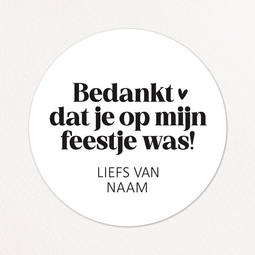 Stickers op maat | Bedankt dat je op mijn feestje was + naam | 10 stuks
