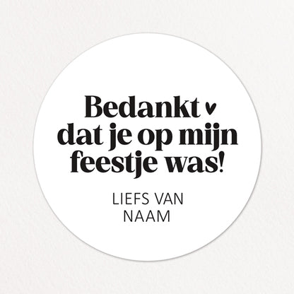 Stickers op maat | Bedankt dat je op mijn feestje was + naam | 10 stuks