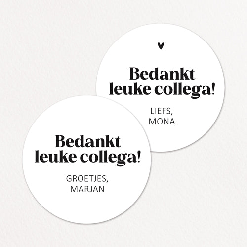 Stickers op maat | Bedankt collega + naam | 10 stuks