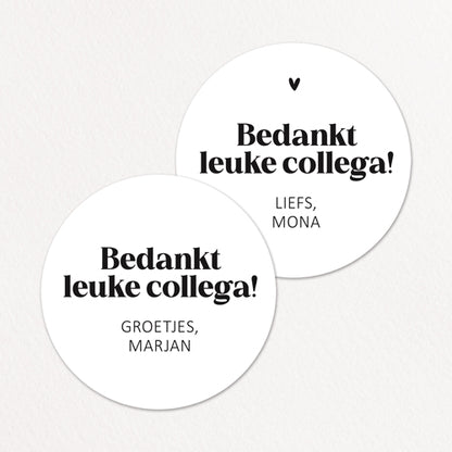 Stickers op maat | Bedankt collega + naam | 10 stuks