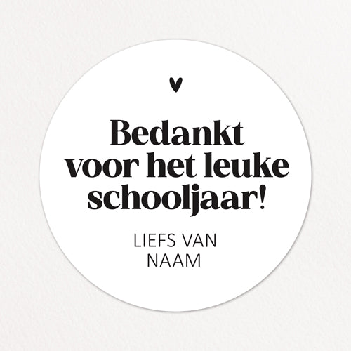 Stickers op maat | Bedankt voor het leuke schooljaar + naam | 10 stuks