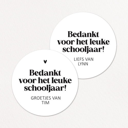Stickers op maat | Bedankt voor het leuke schooljaar + naam | 10 stuks
