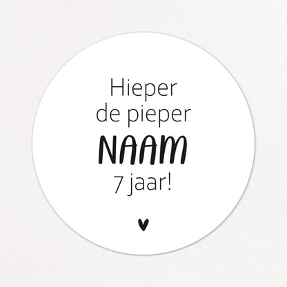 Stickers op maat | Hieper de pieper + leeftijd + naam | 10 stuks
