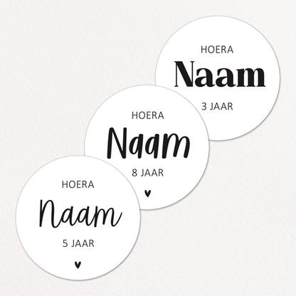 Stickers op maat | Hoera + naam + leeftijd | 10 stuks