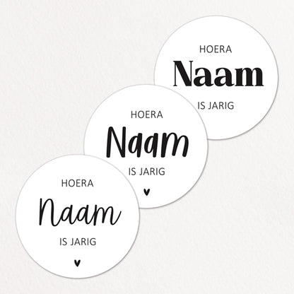 Stickers op maat | Hoera + naam is jarig | 10 stuks