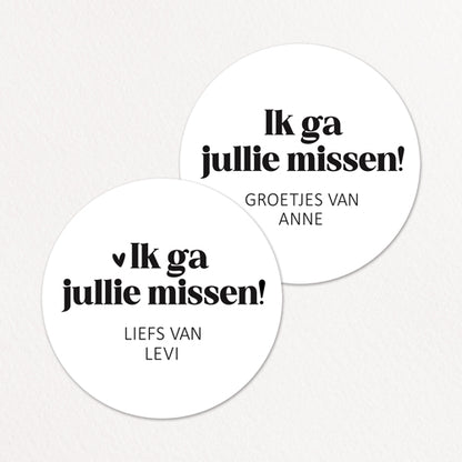 Stickers op maat | Ik ga jullie missen + naam | 10 stuks