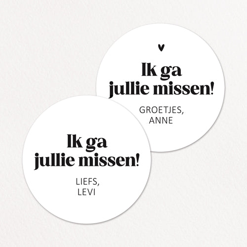 Stickers op maat | Ik ga jullie missen + naam | 10 stuks