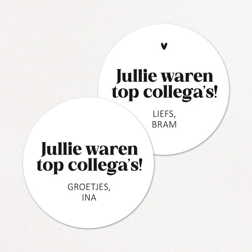 Stickers op maat | Jullie waren top collega's + naam | 10 stuks