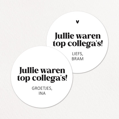 Stickers op maat | Jullie waren top collega's + naam | 10 stuks