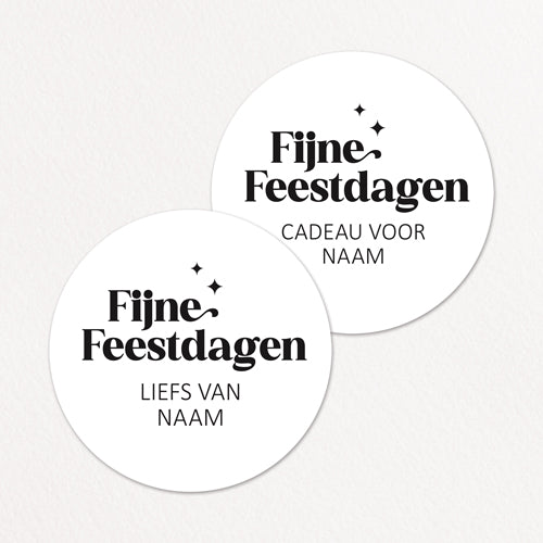 Stickers op maat | Kerst | Fijne feestdagen + naam | 10 stuks
