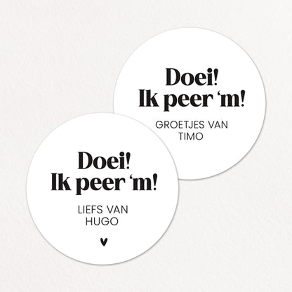 Stickers op maat | Ik peer 'm + naam | 10 stuks