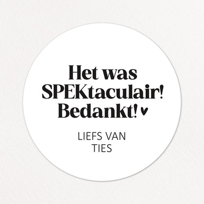Stickers op maat | Het was SPEKtakulair + naam | 10 stuks