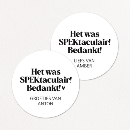 Stickers op maat | Het was SPEKtakulair + naam | 10 stuks