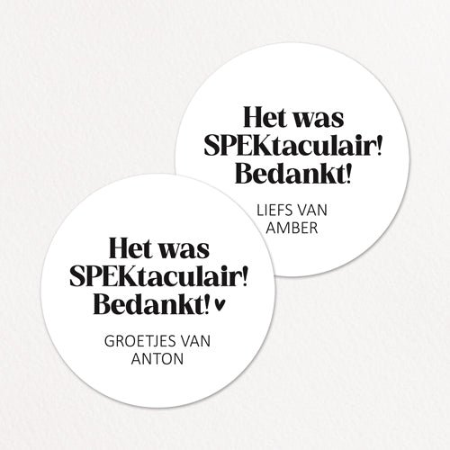 Stickers op maat | Het was SPEKtakulair + naam | 10 stuks