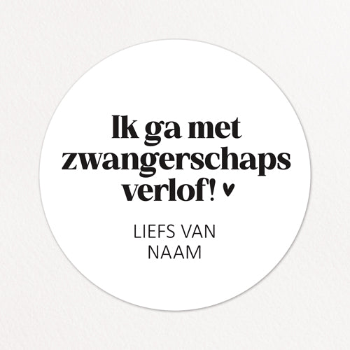 Stickers op maat | Met zwangerschapsverlof + naam | 10 stuks