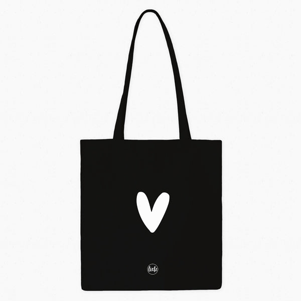 Katoenen tas | Hartje | Zwart