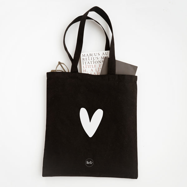 Katoenen tas | Hartje | Zwart