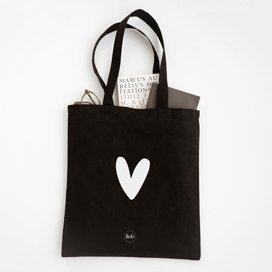Katoenen tas | Hartje | Zwart